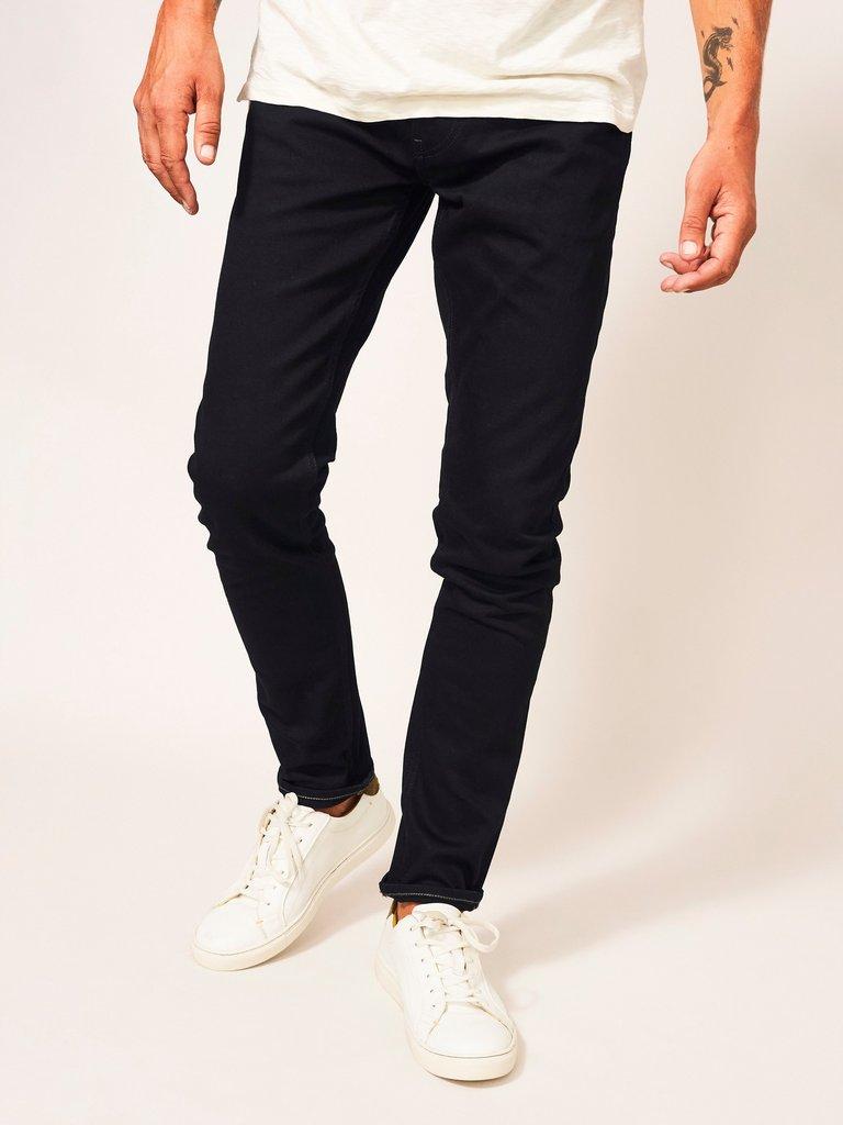 Harwood Slim Jean in PURE BLK - MODEL FRONT