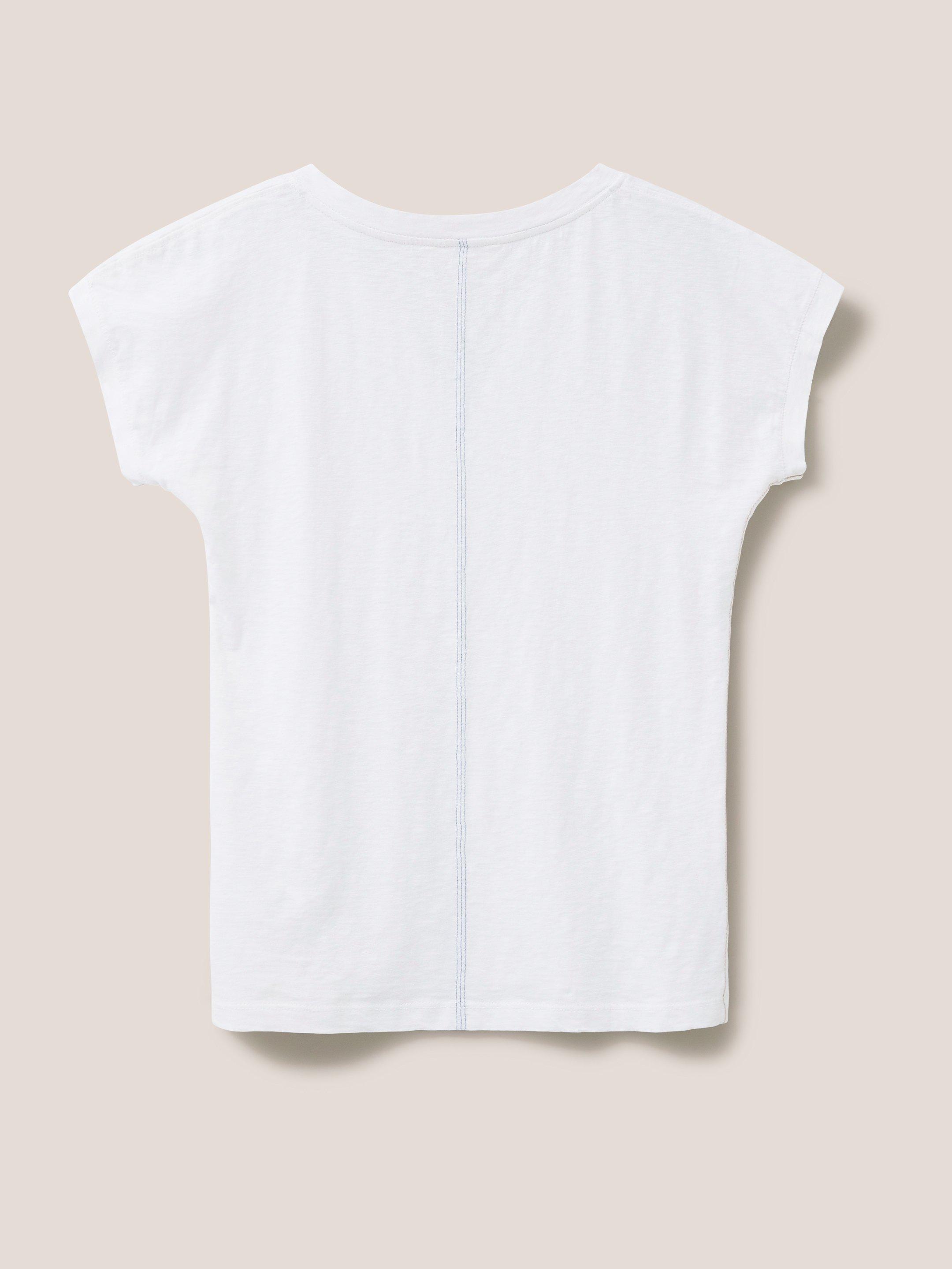 Nelly Notch Tee in BRIL WHITE - FLAT BACK