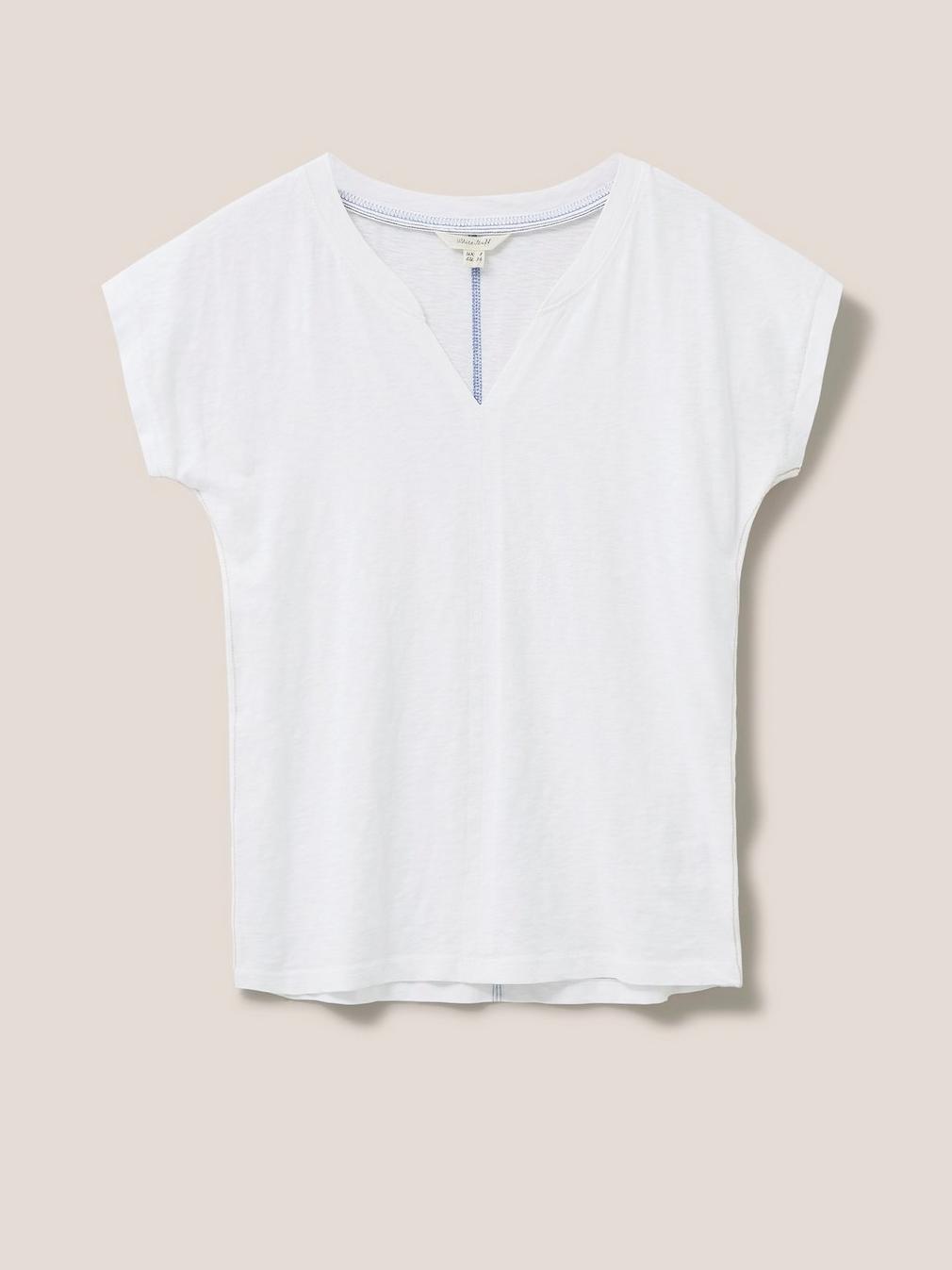 Nelly Notch Tee in BRIL WHITE - FLAT FRONT