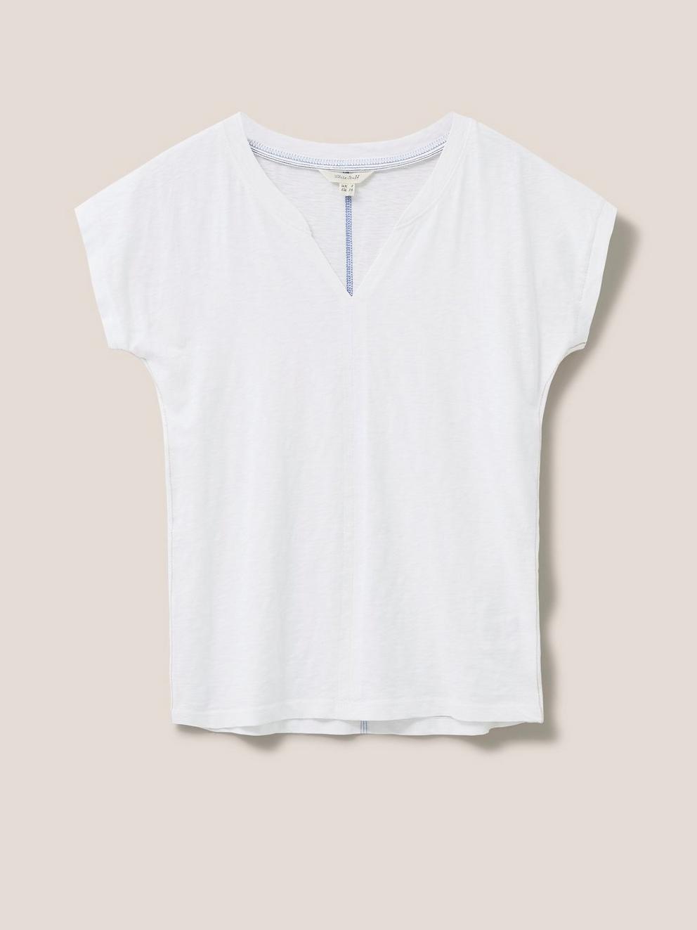 Nelly Notch Tee in BRIL WHITE - FLAT FRONT