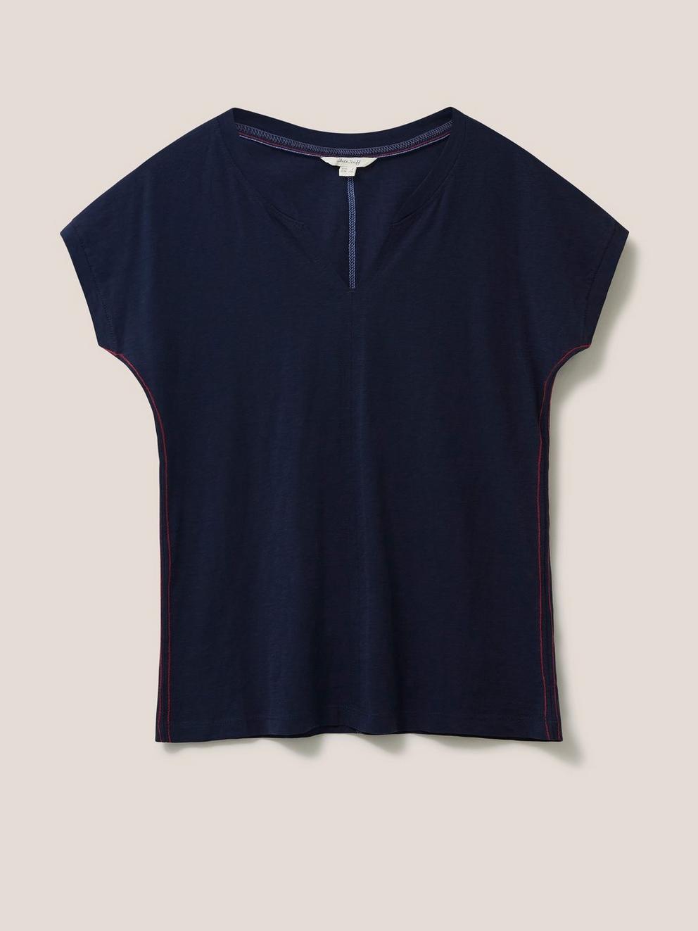 Nelly Notch Tee in FR NAVY - FLAT FRONT