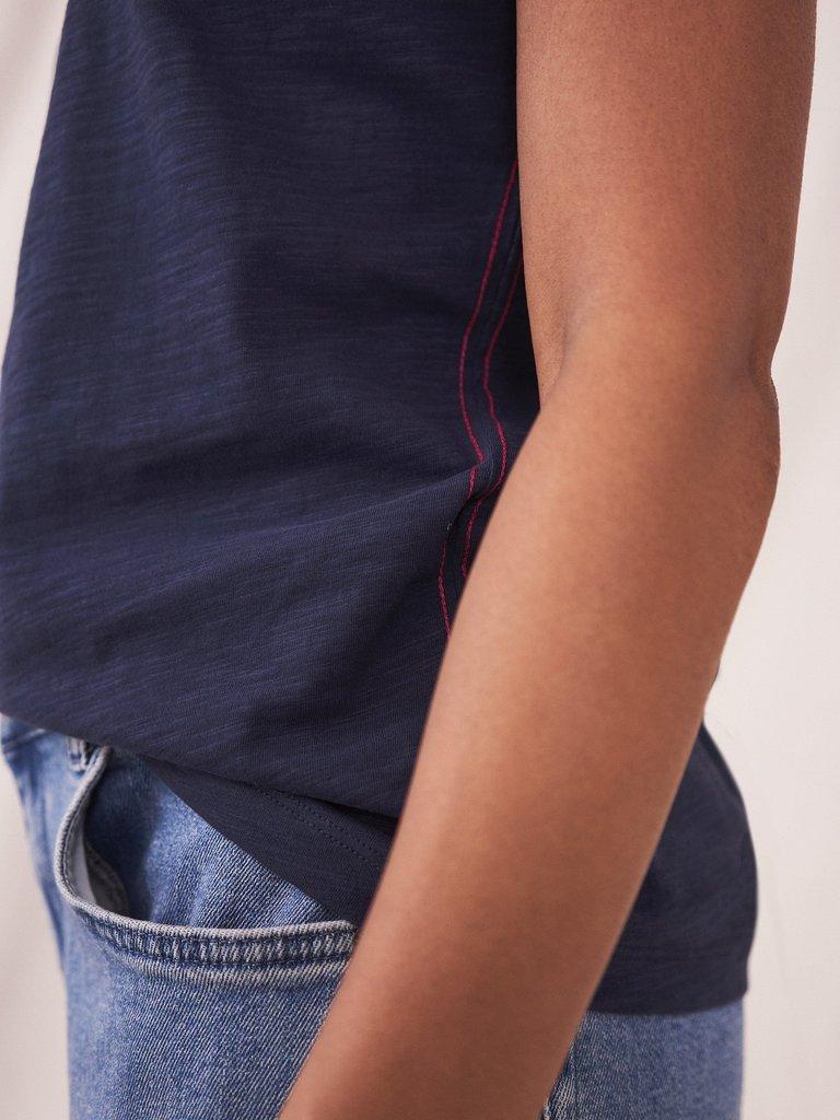 Nelly Notch Tee in FR NAVY - MODEL DETAIL