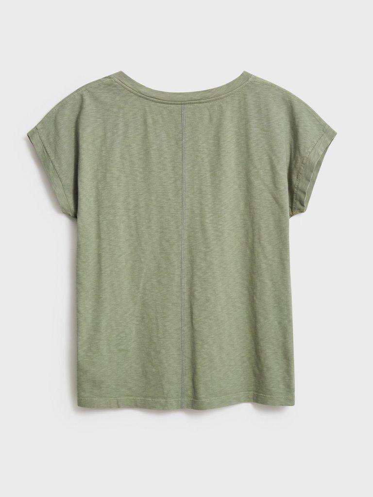 Nelly Notch Tee in MID GREEN - FLAT BACK