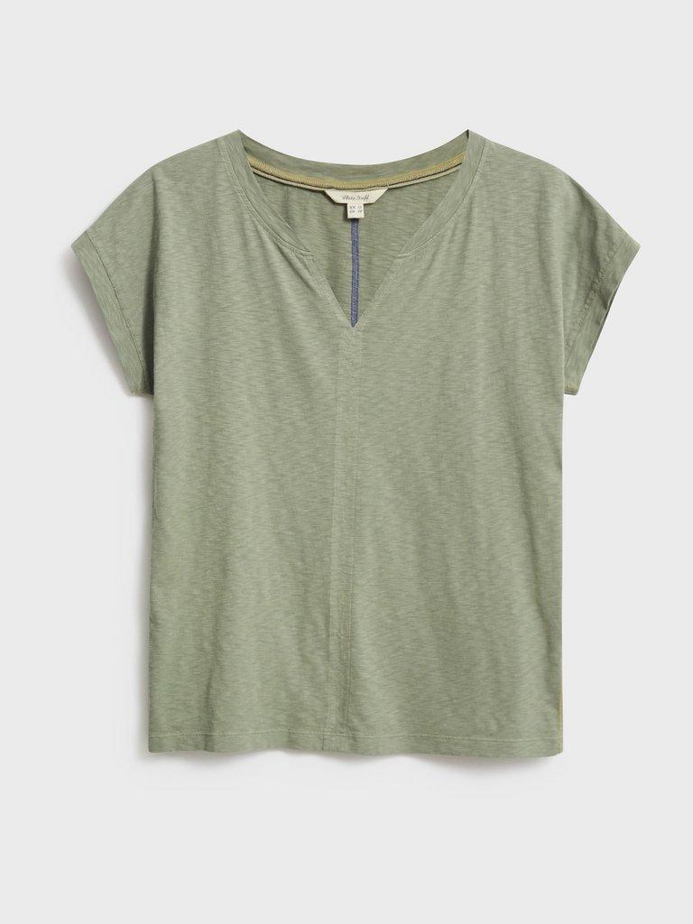 Nelly Notch Tee in MID GREEN - FLAT FRONT