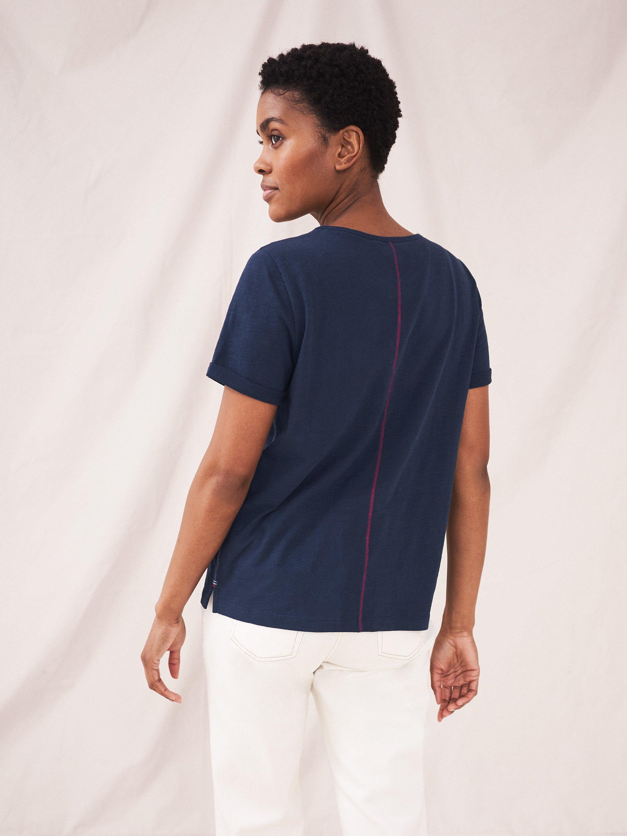 Neo Cotton Tee in FR NAVY - MODEL BACK