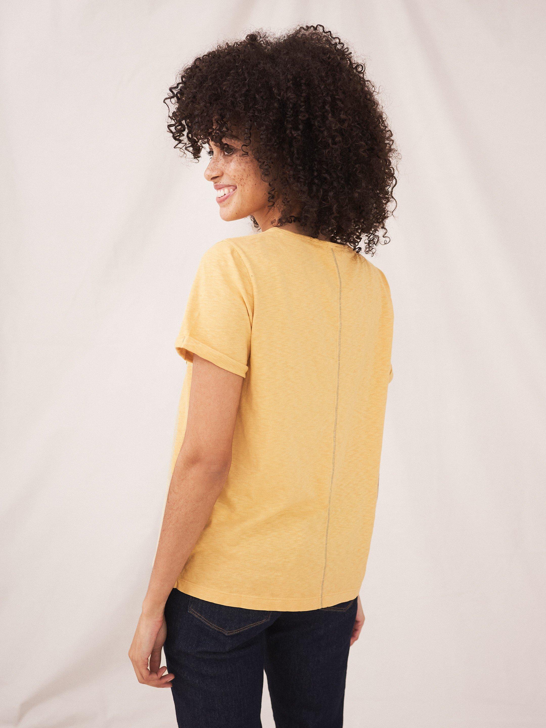 Neo Cotton Tee in MID YELLOW - MODEL BACK