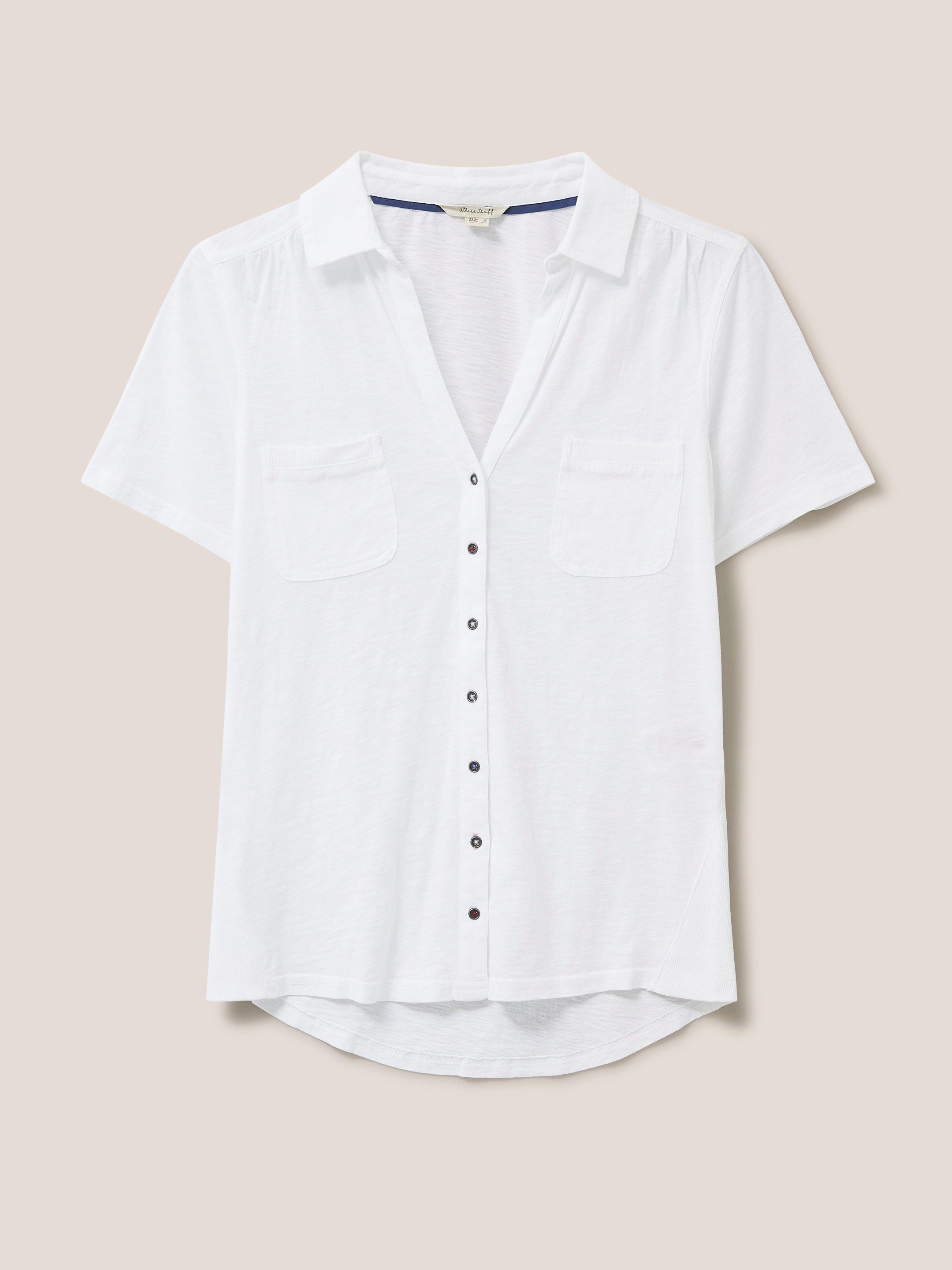 Penny Pocket Jersey Shirt in BRIL WHITE - FLAT FRONT