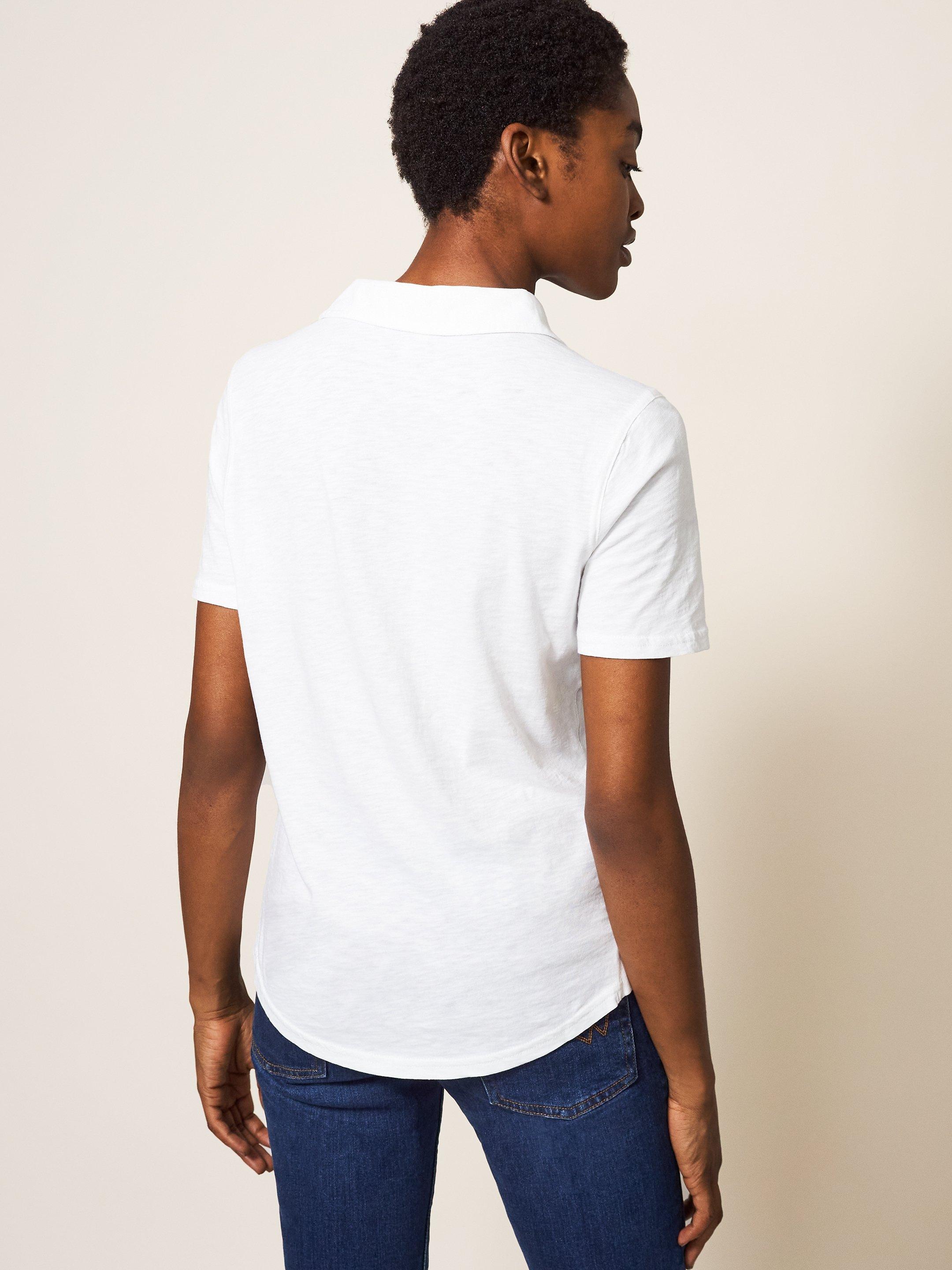 Penny Pocket Jersey Shirt in BRIL WHITE - MODEL BACK