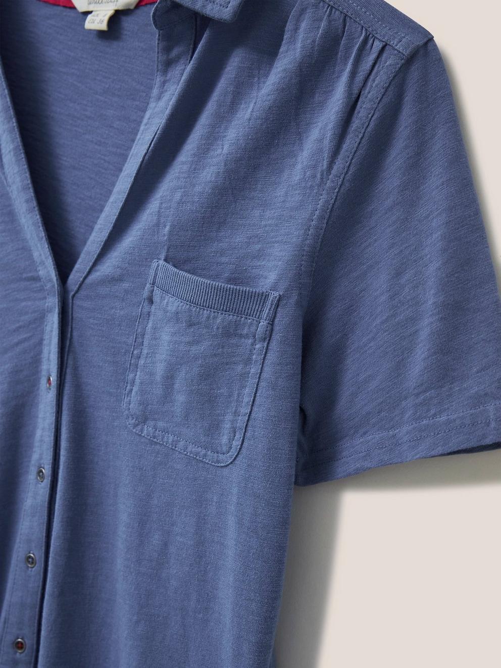 Penny Pocket Jersey Shirt in MID BLUE - FLAT DETAIL