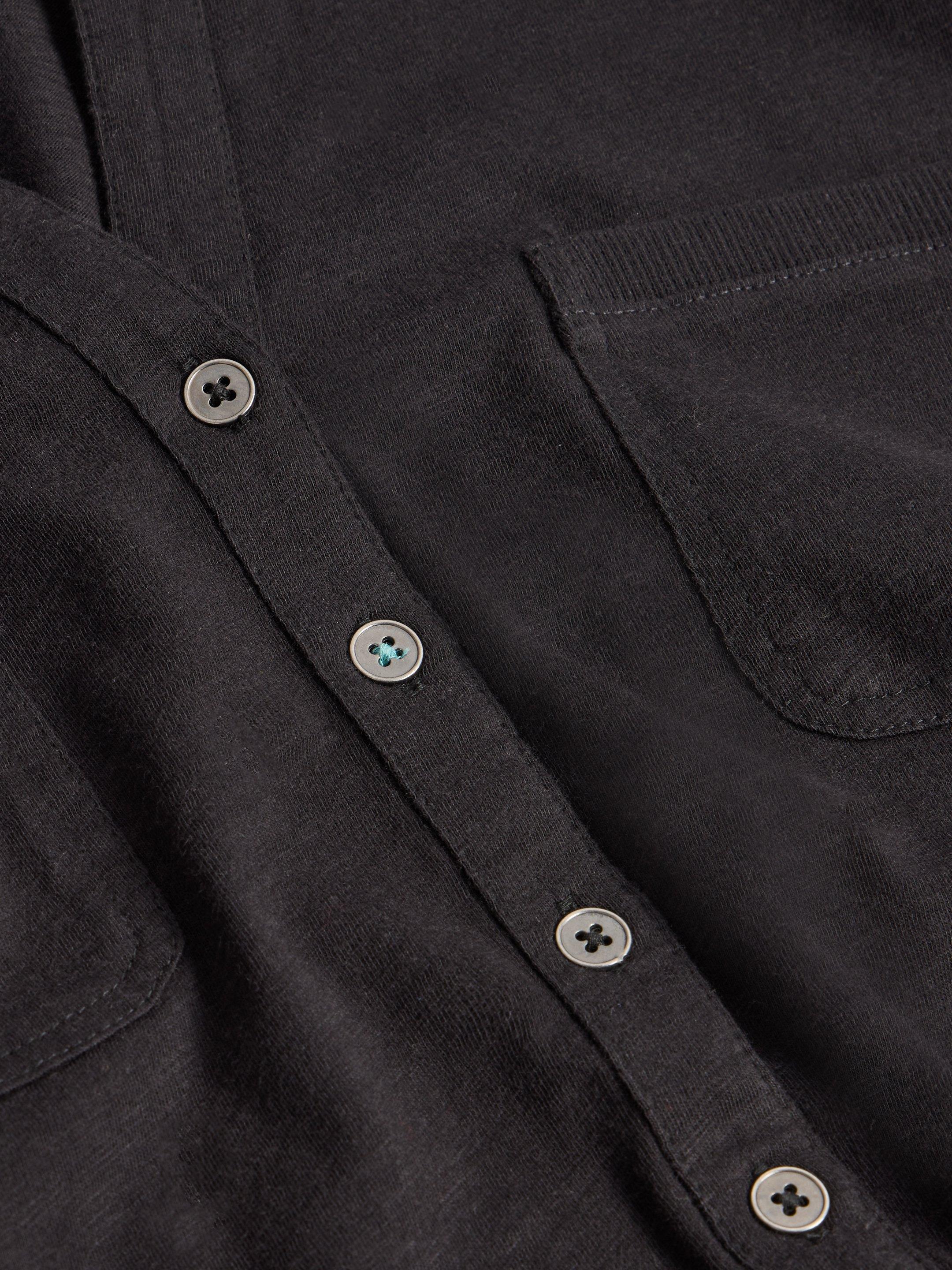 Penny Pocket Jersey Shirt in PURE BLK - FLAT DETAIL