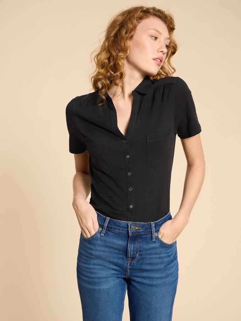 Penny Pocket Jersey Shirt in PURE BLK - LIFESTYLE