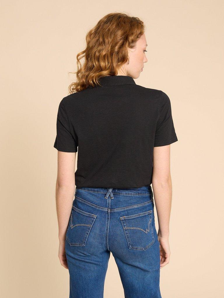 Penny Pocket Jersey Shirt in PURE BLK - MODEL BACK