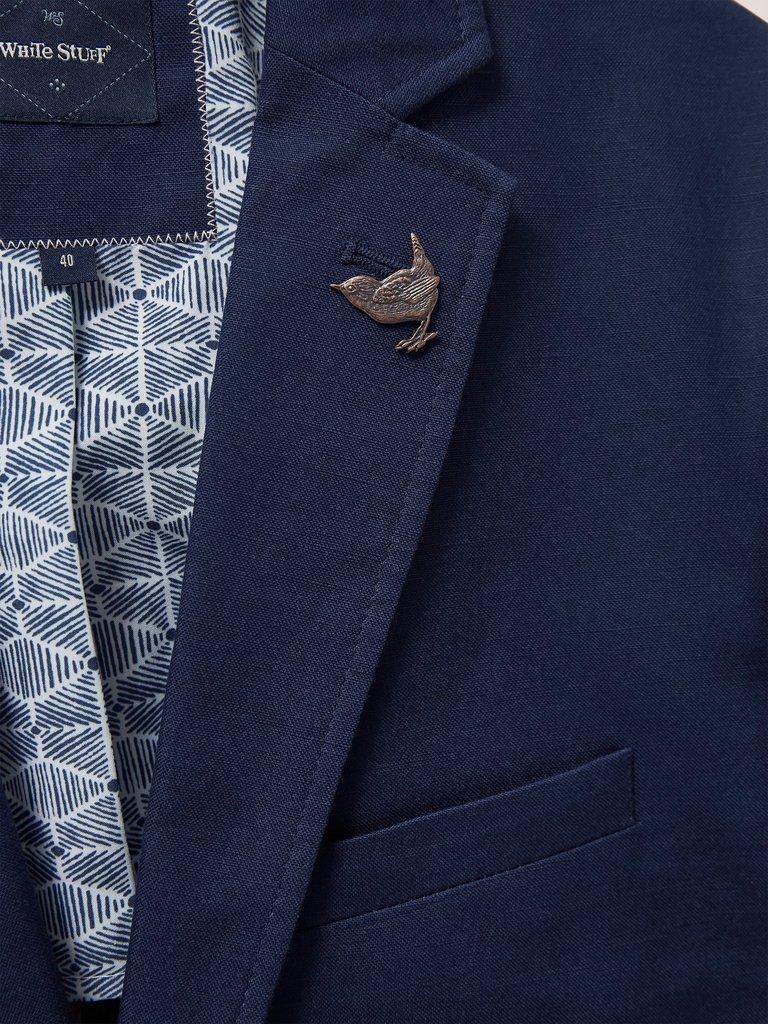 Foss Cotton Linen Blazer in DARK NAVY - FLAT DETAIL