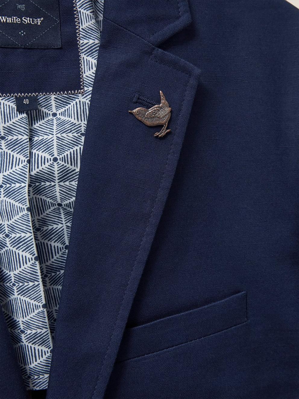 Foss Cotton Linen Blazer in DARK NAVY - FLAT DETAIL