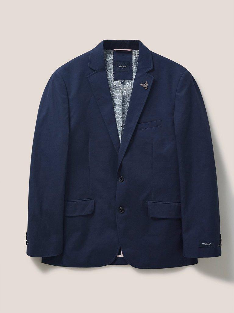 Foss Cotton Linen Blazer in DARK NAVY - FLAT FRONT