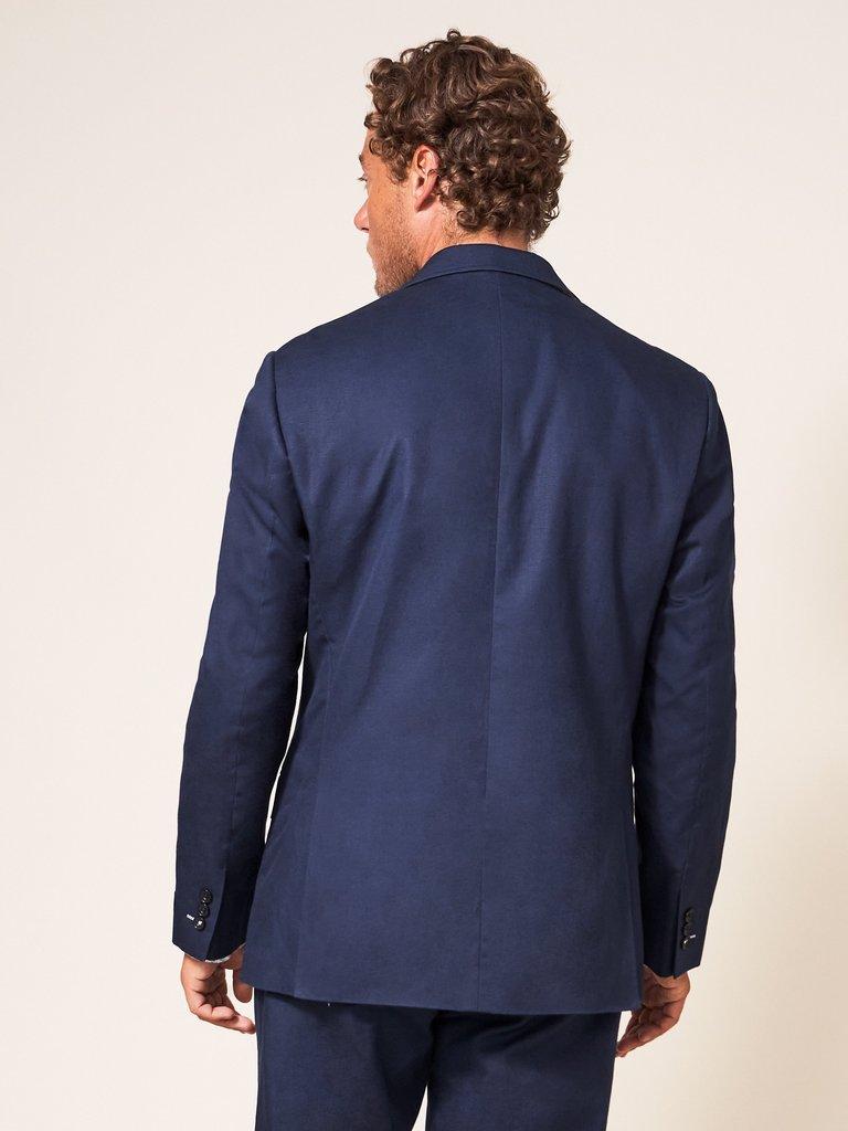 Foss Cotton Linen Blazer in DARK NAVY - MODEL BACK