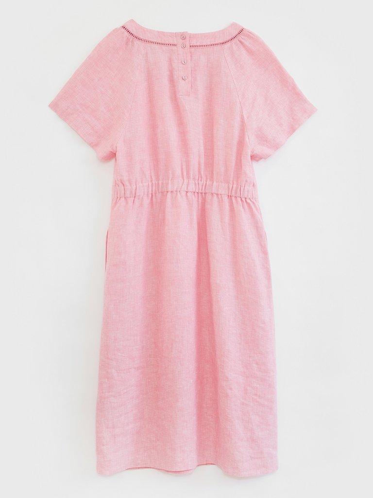 Dixie Linen Dress in MID PINK - FLAT BACK