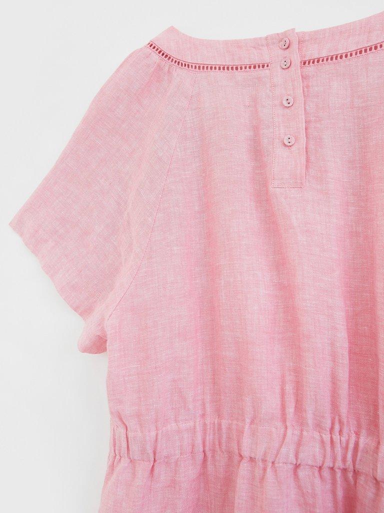 Dixie Linen Dress in MID PINK - FLAT DETAIL