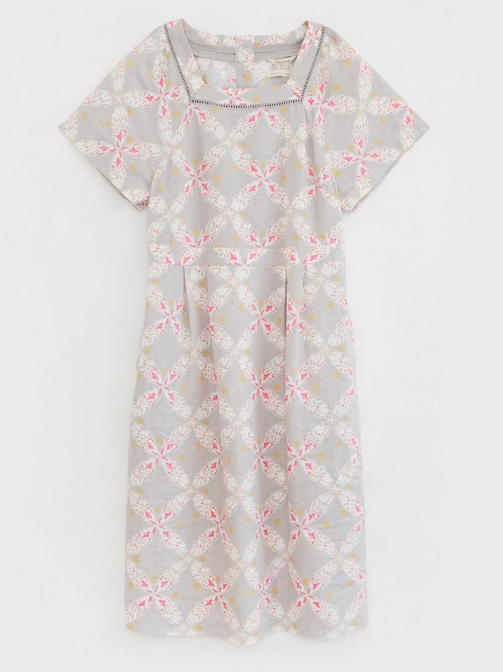 Dixie Linen Dress in NAT MLT - FLAT FRONT