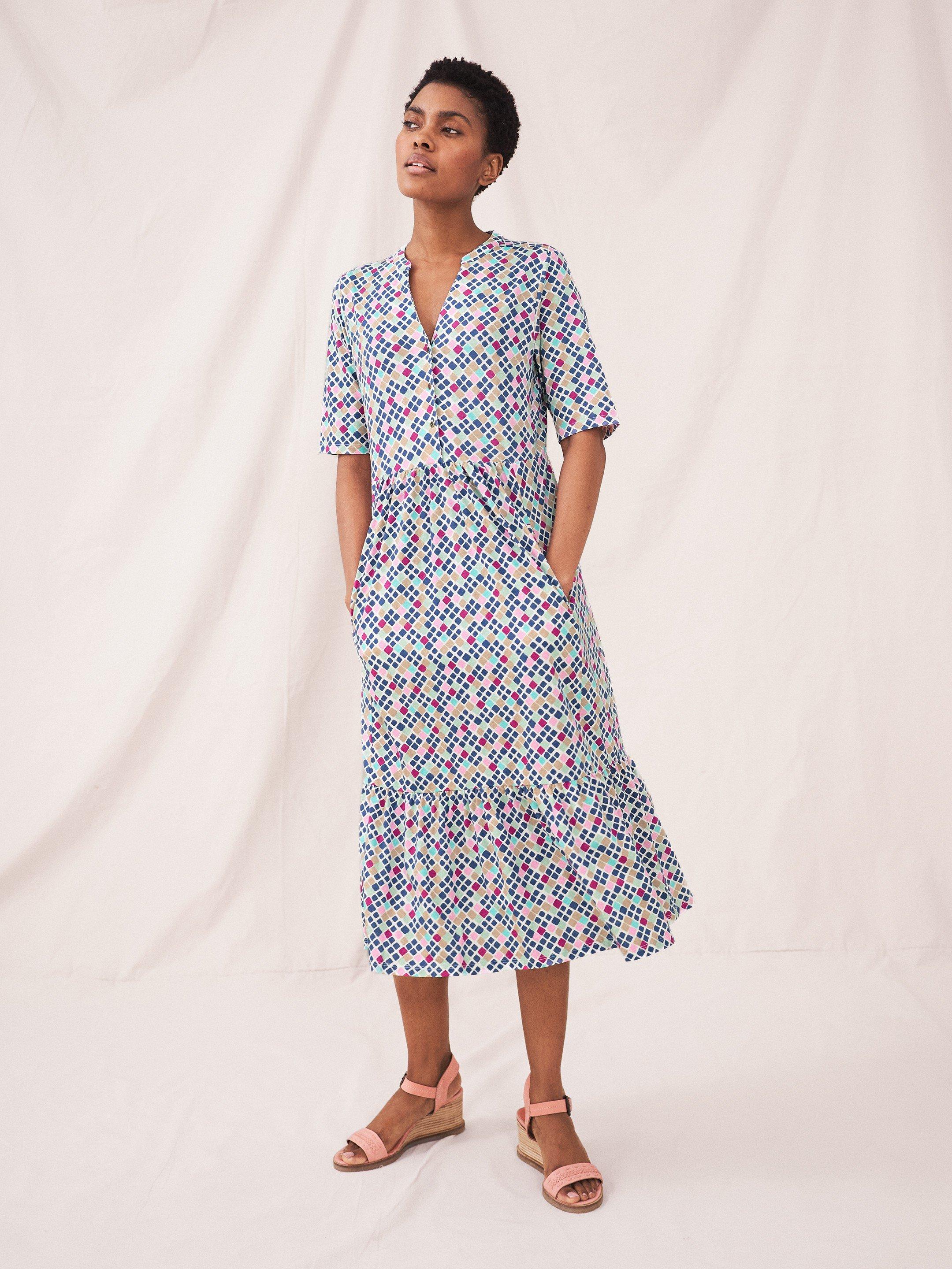 naya jersey dress Naya Jersey Dress Midi in IVORY MULTI