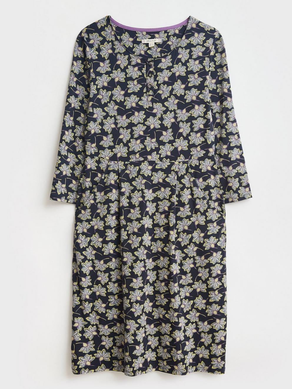 Becca Eco Vero Dress in NAVY MULTI - FLAT FRONT