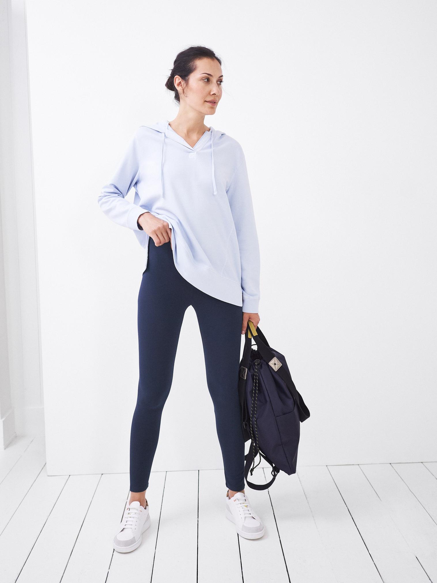 White Mark Cotton Solid Leggings, 201-Navy - Small