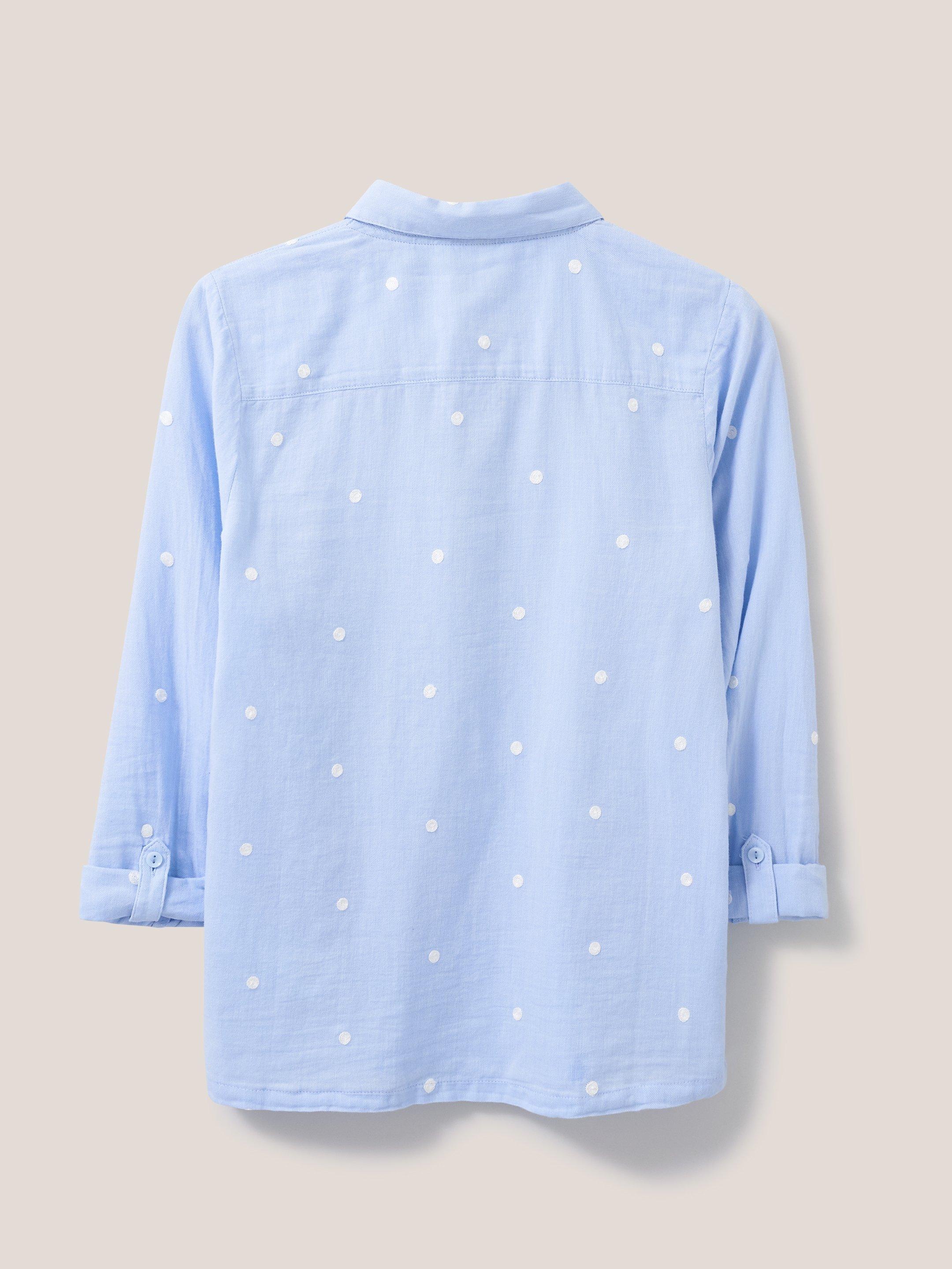 Emilia Organic Cotton Shirt in BLUE MLT - FLAT BACK