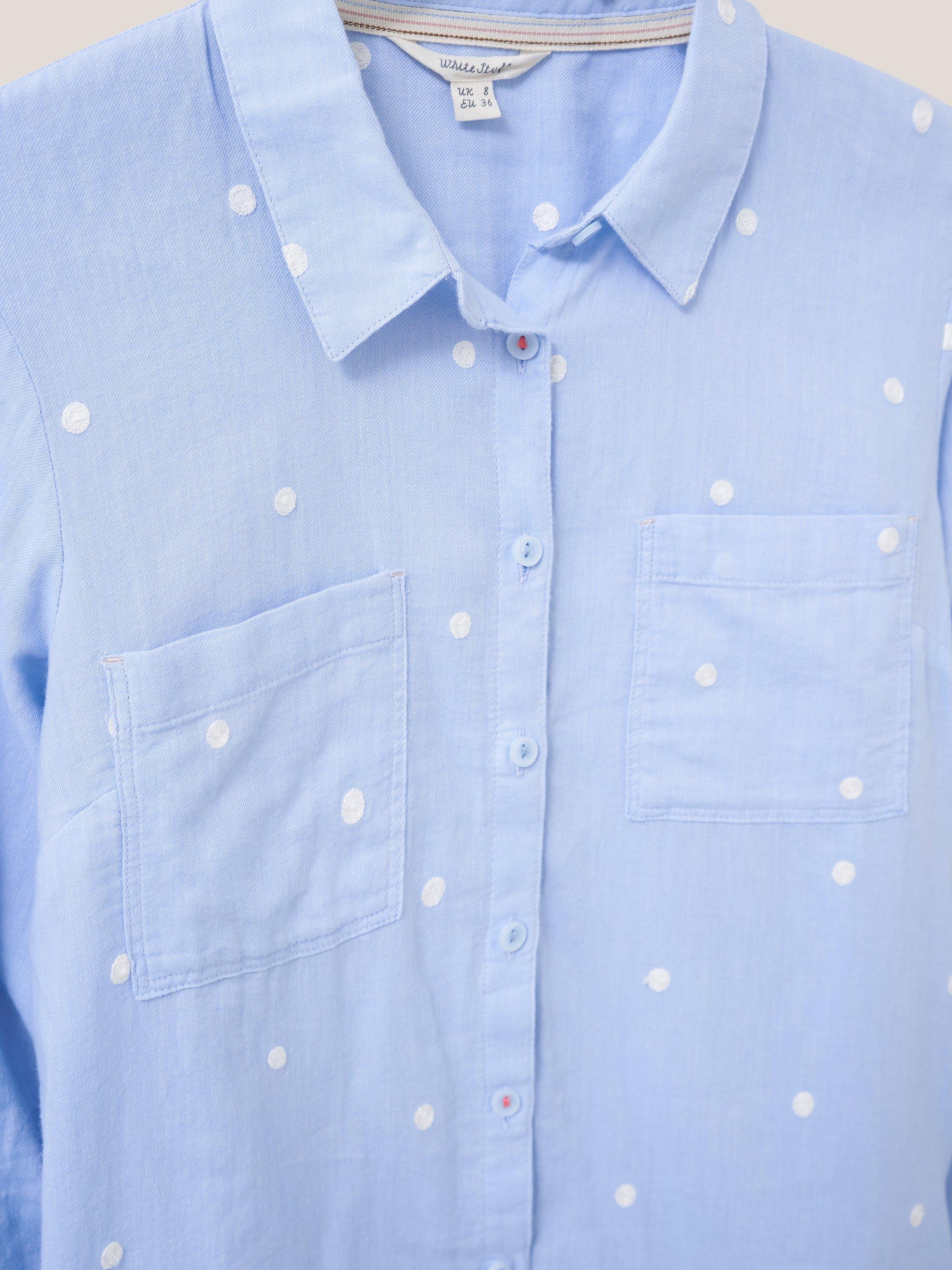 Emilia Organic Cotton Shirt in BLUE MLT - FLAT DETAIL