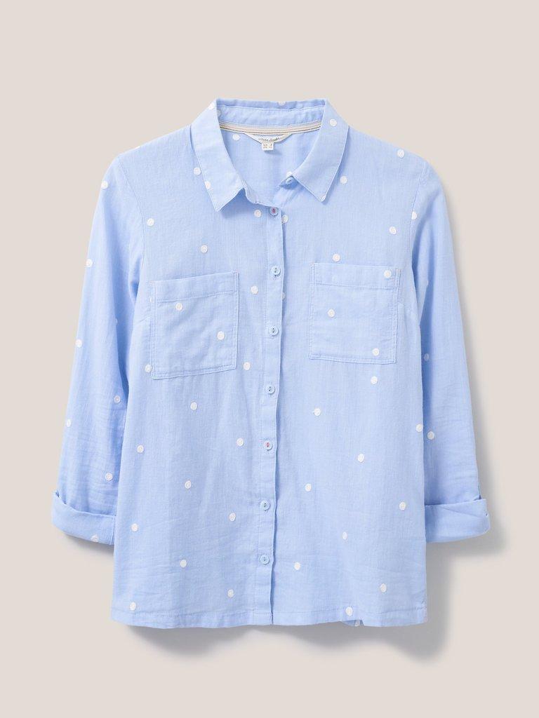 Emilia Organic Cotton Shirt in BLUE MLT - FLAT FRONT