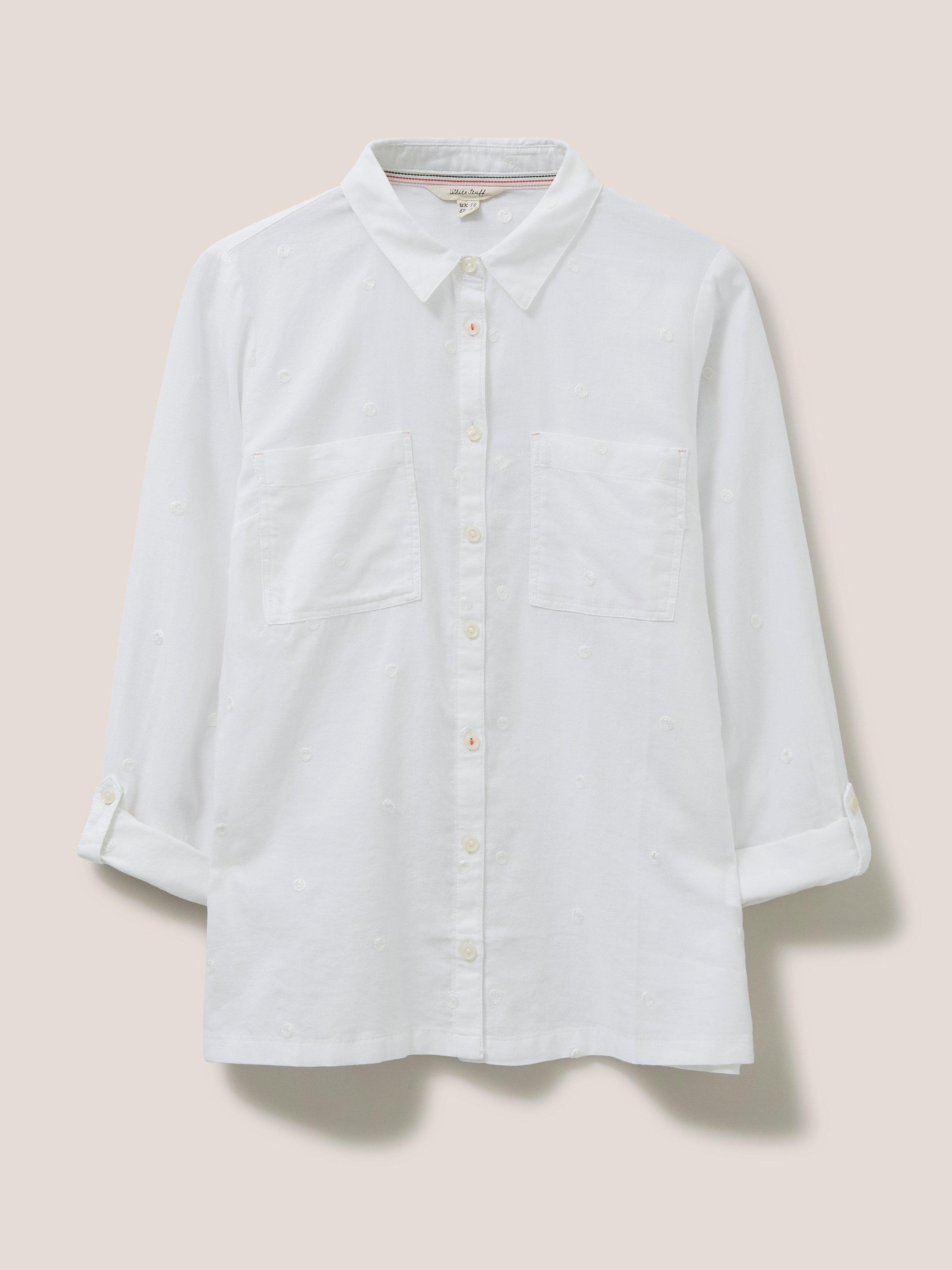 Emilia Organic Cotton Shirt in IVORY MLT - FLAT FRONT