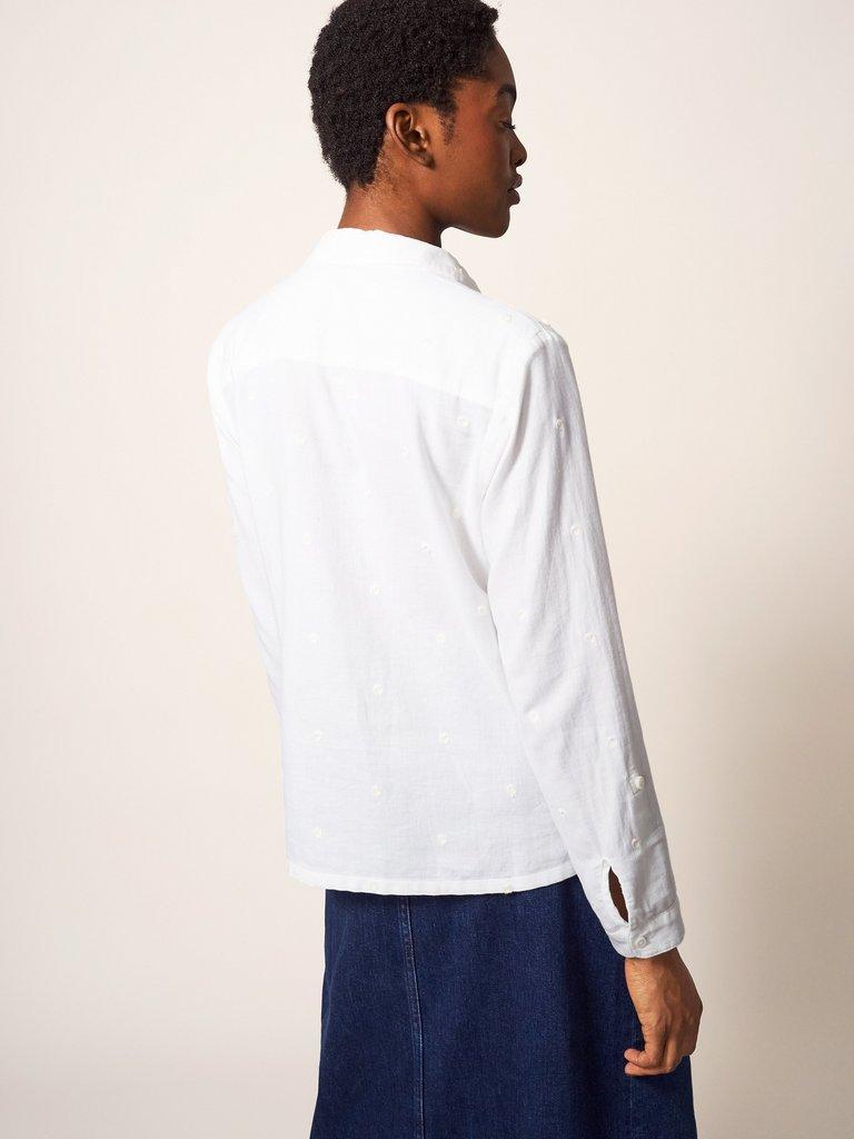 Emilia Organic Cotton Shirt in IVORY MLT - MODEL BACK