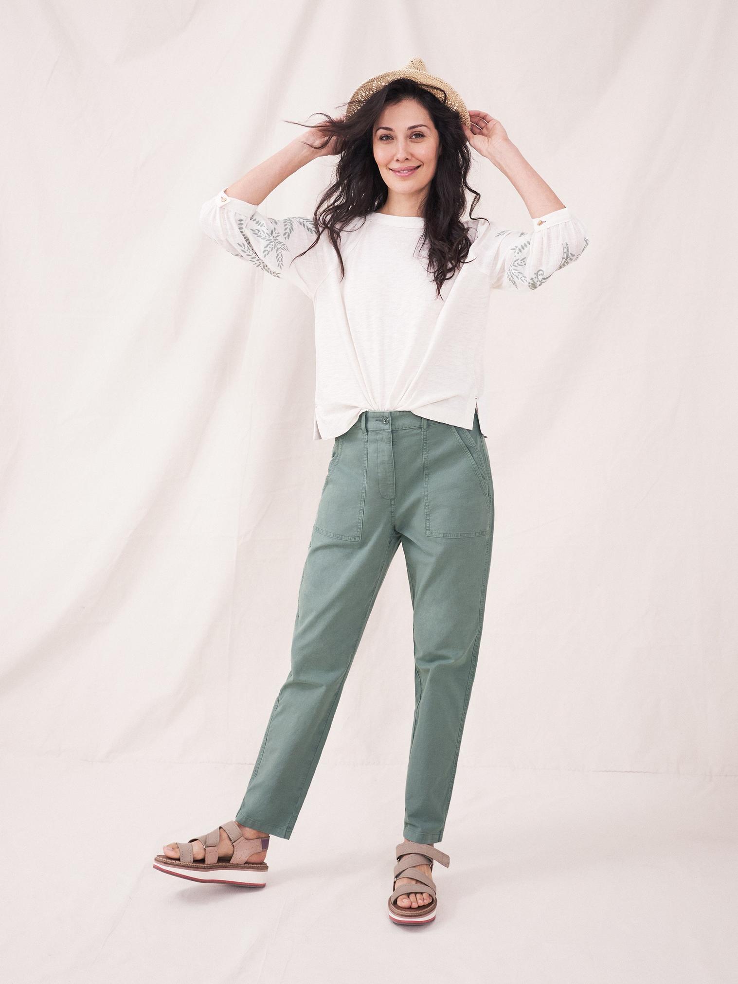 Twister Chino Trousers in MID GREEN - MODEL FRONT