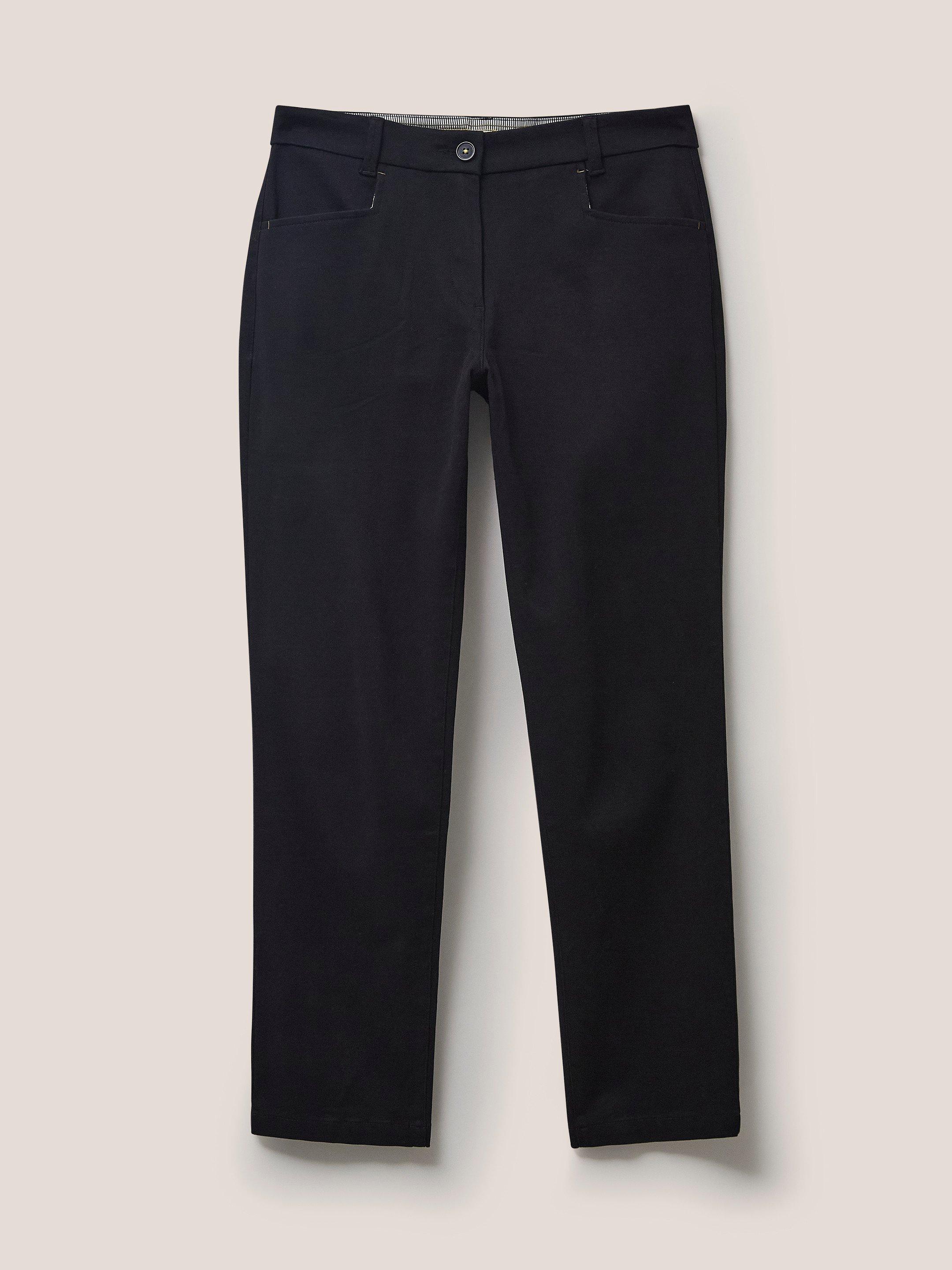Sienna Stretch Trousers in PURE BLK - FLAT FRONT