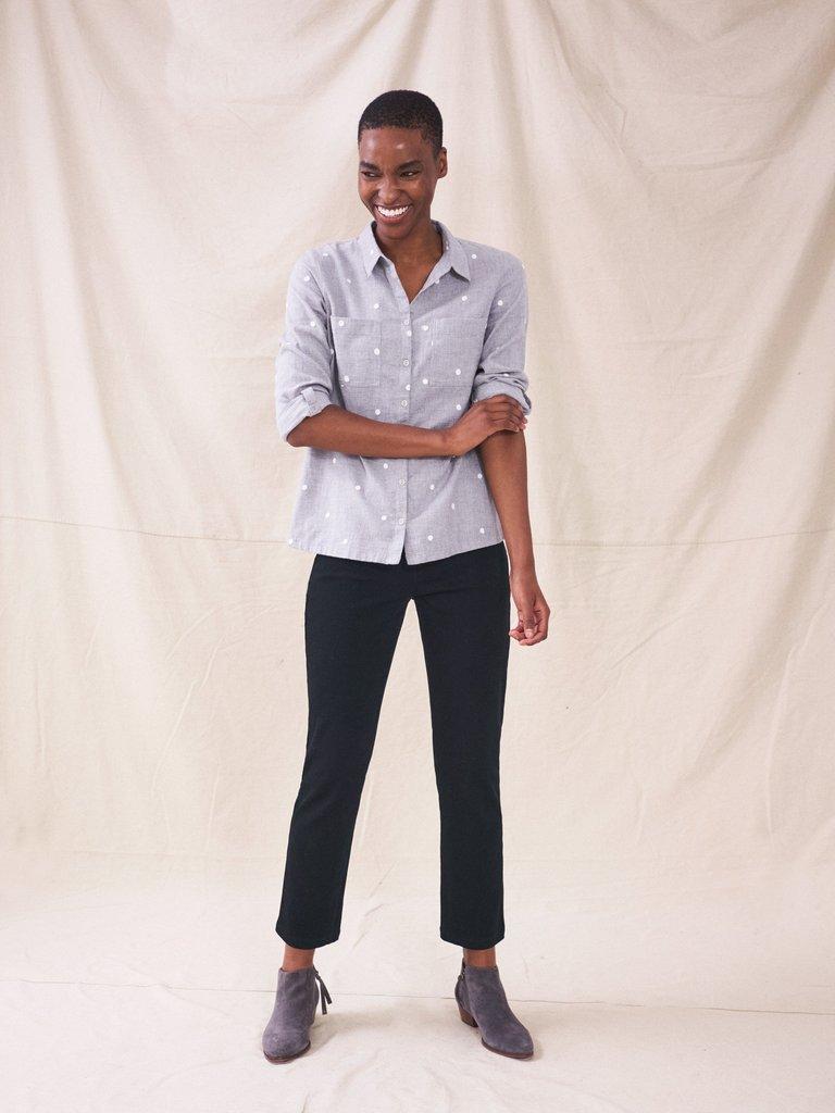 Sienna Stretch Trousers in PURE BLK - MODEL FRONT