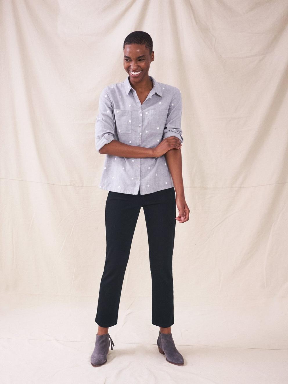 Sienna Stretch Trousers in PURE BLK - MODEL FRONT