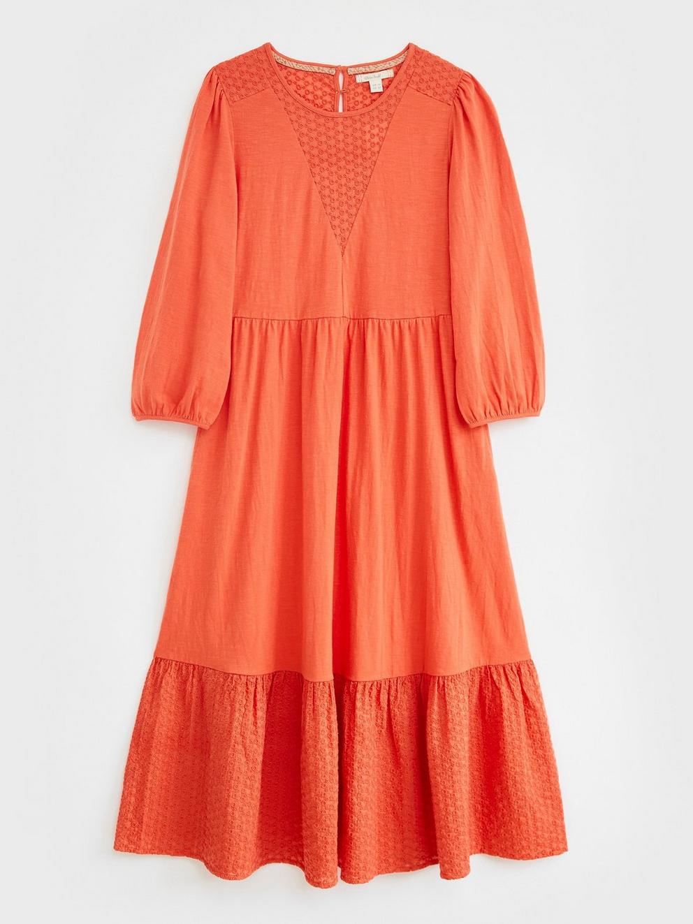 Nigella Jersey Dress in CORAL MLT - FLAT FRONT