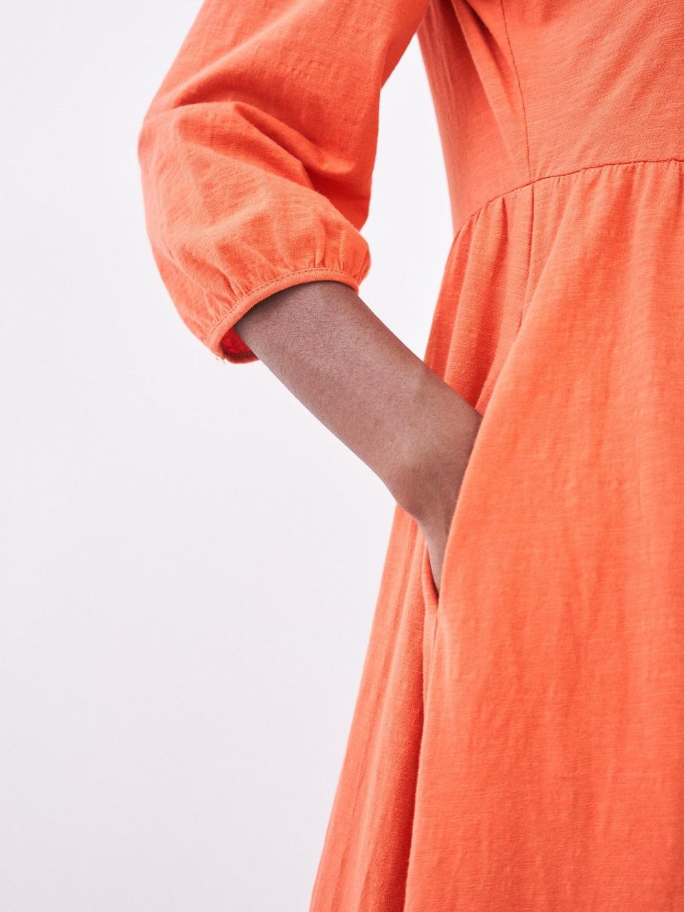 Nigella Jersey Dress in CORAL MLT - MODEL DETAIL