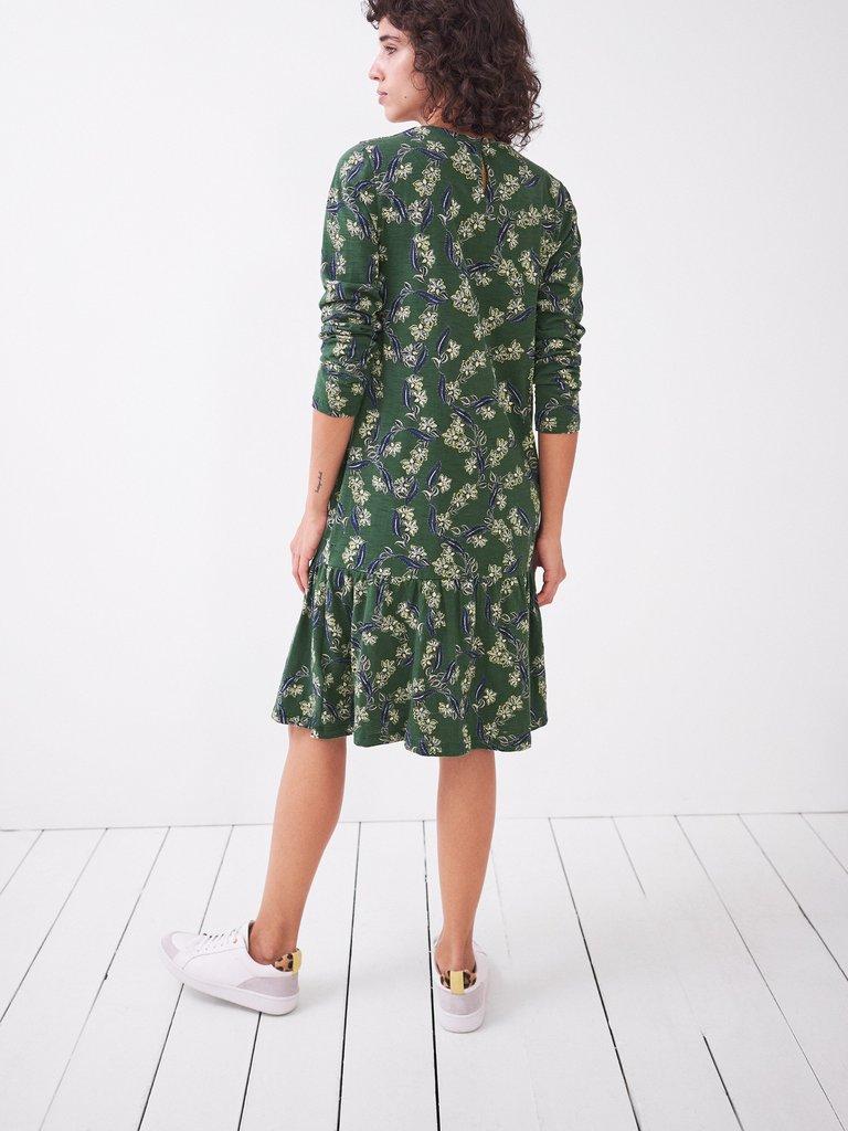 Perri Dress in GREEN MLT - MODEL BACK