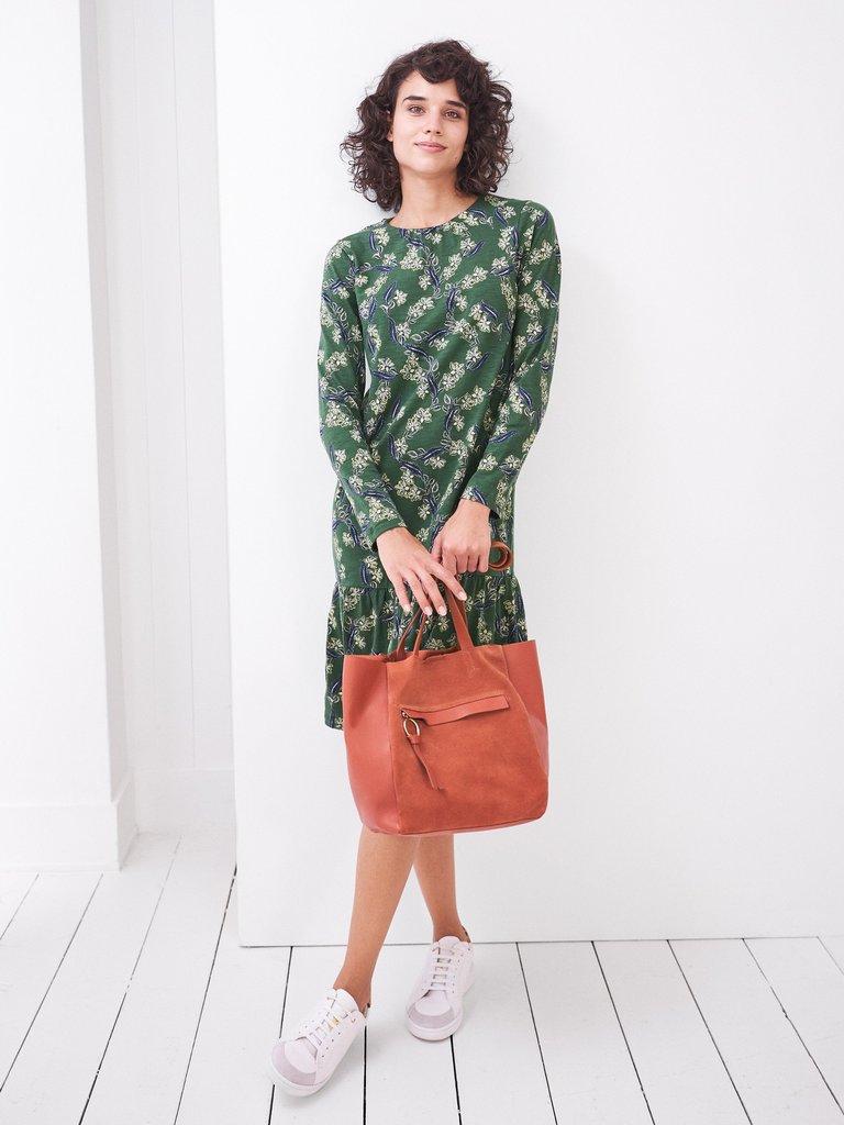 Perri Dress in GREEN MLT - MODEL FRONT