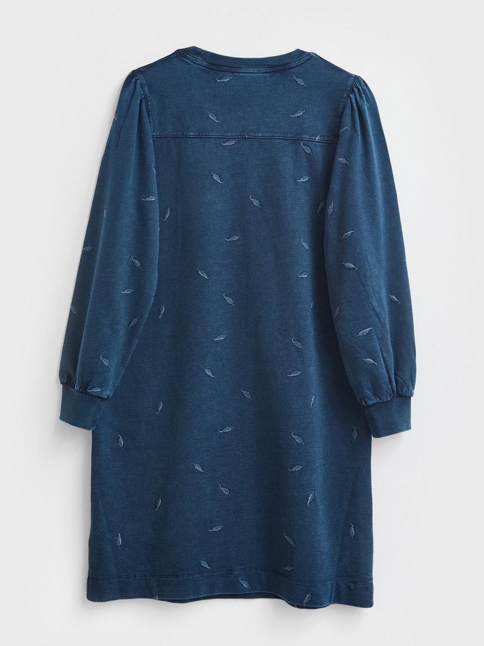 Lizzi Jersey Sweat Dress in MID DENIM - FLAT BACK