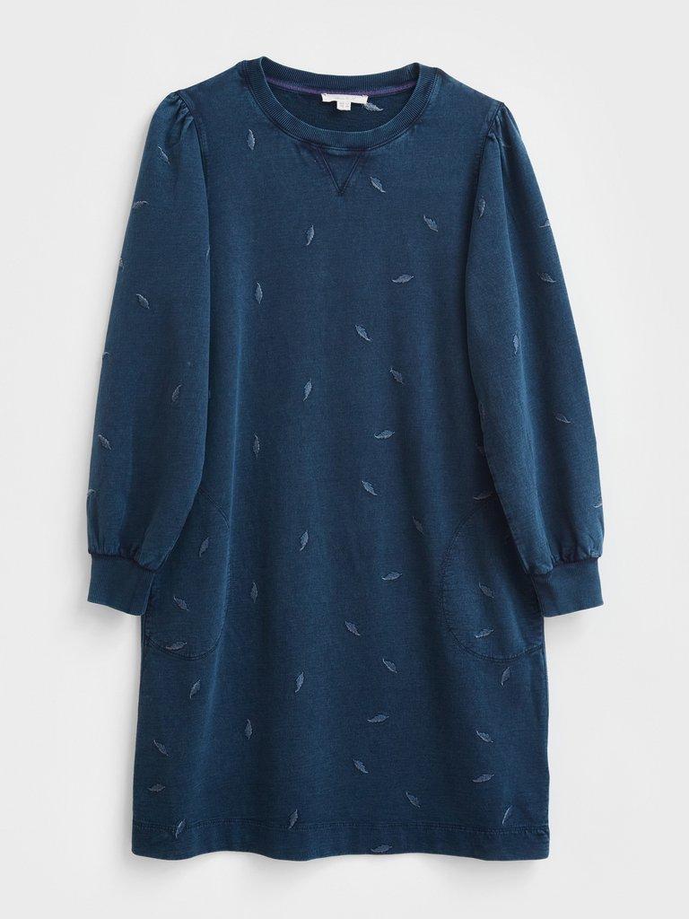 Lizzi Jersey Sweat Dress in MID DENIM - FLAT FRONT