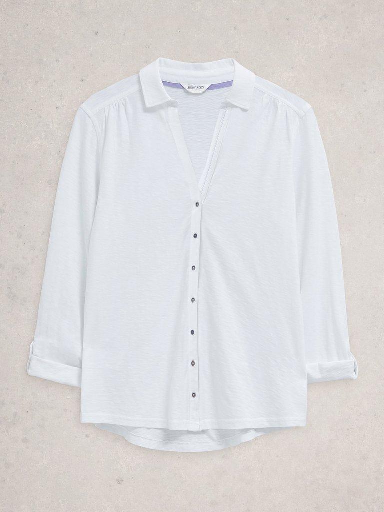 Annie Jersey Shirt in BRIL WHITE - FLAT FRONT