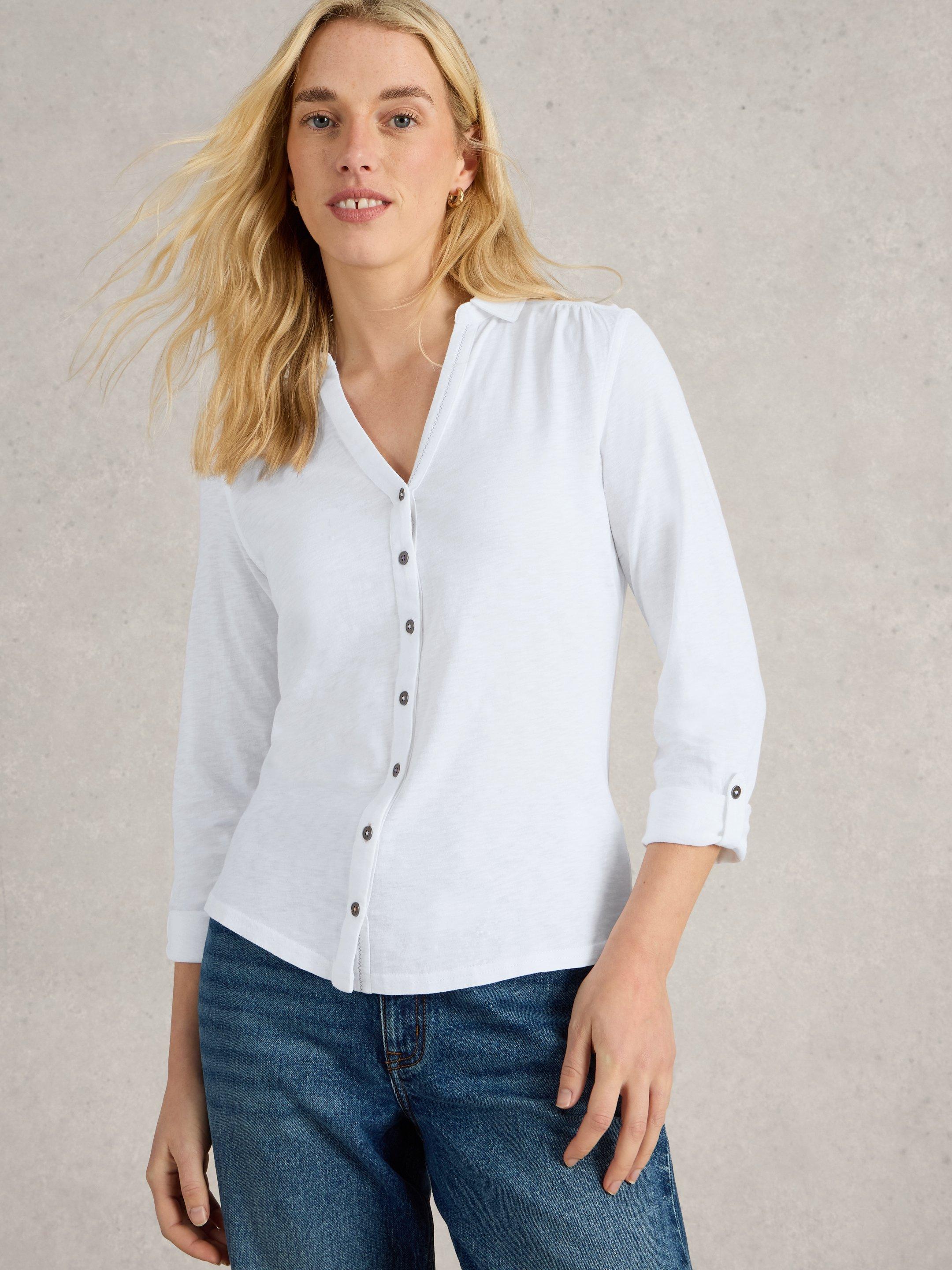 Annie Jersey Shirt in BRILLIANT WHITE White Stuff