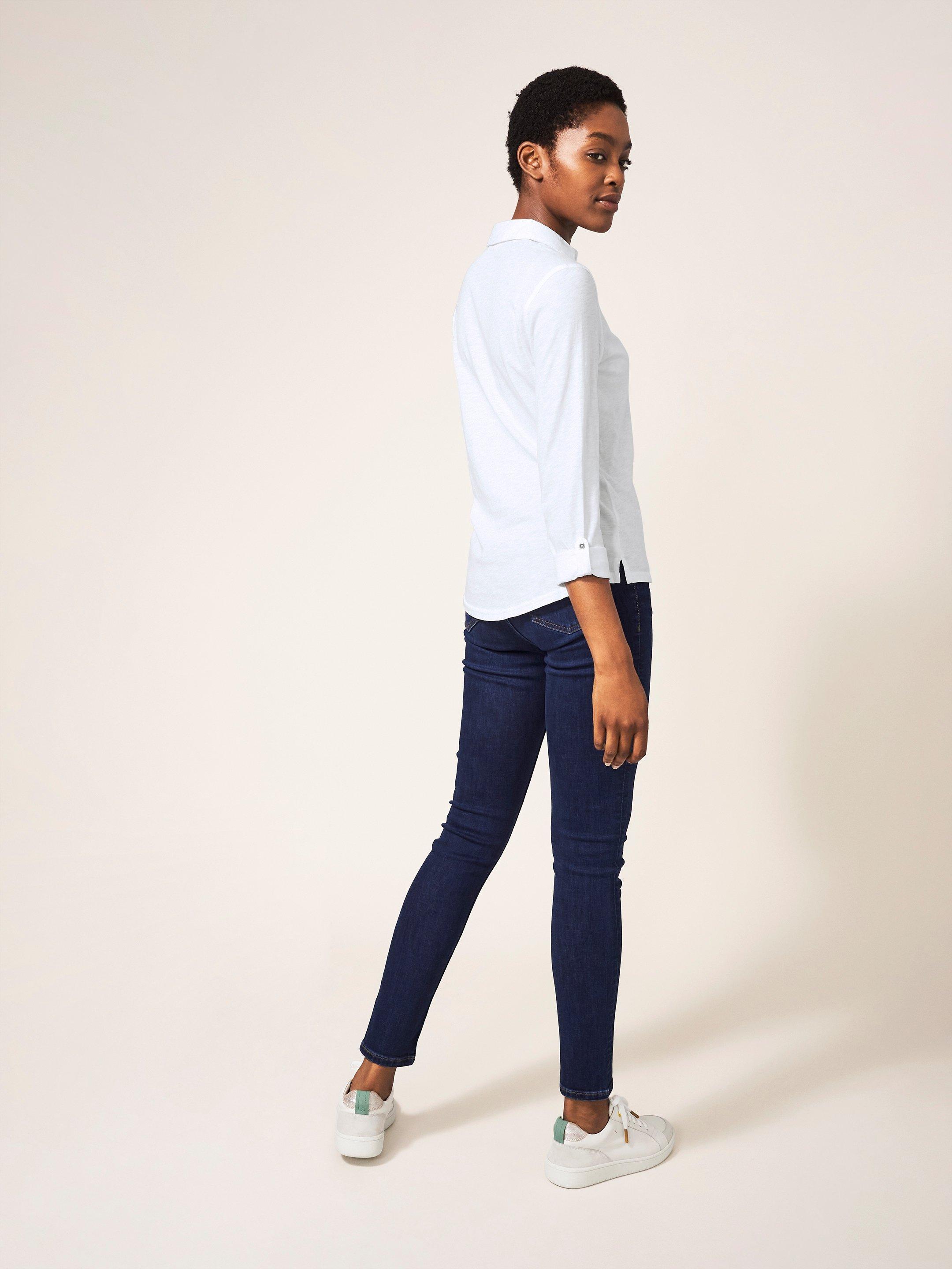 Annie Jersey Shirt in BRIL WHITE - MODEL BACK