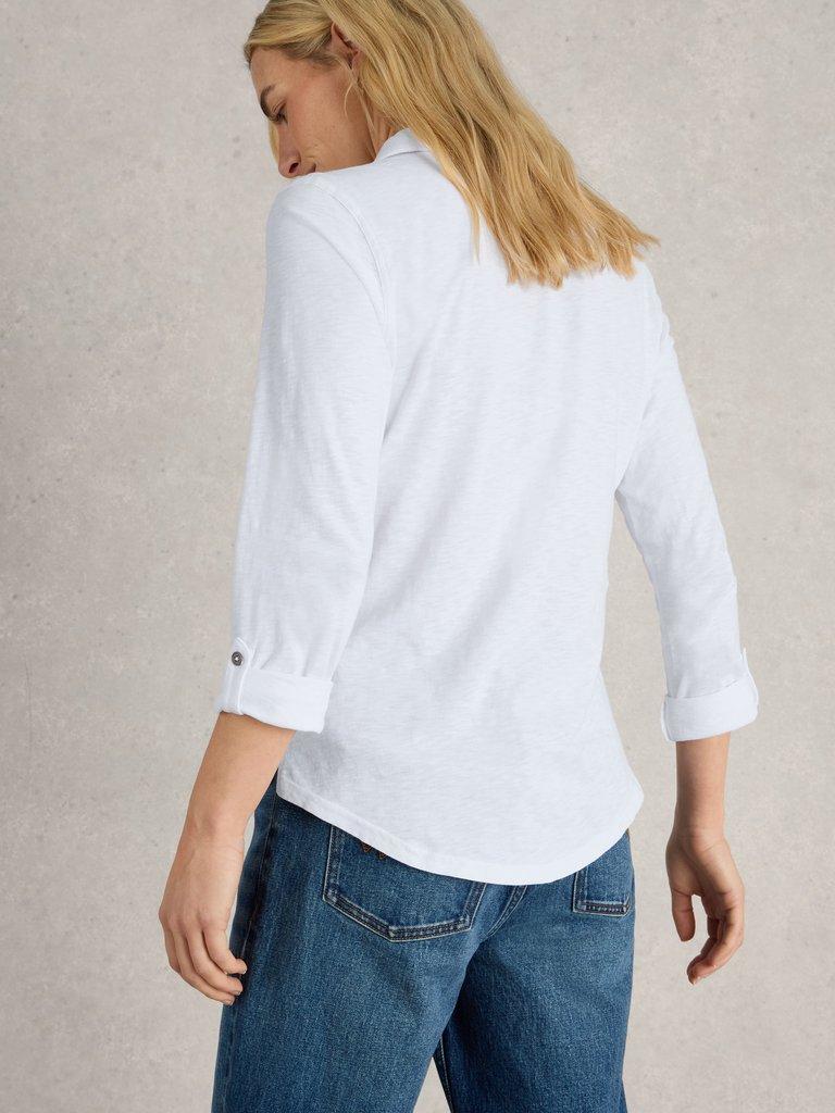 Annie Jersey Shirt in BRIL WHITE - MODEL BACK