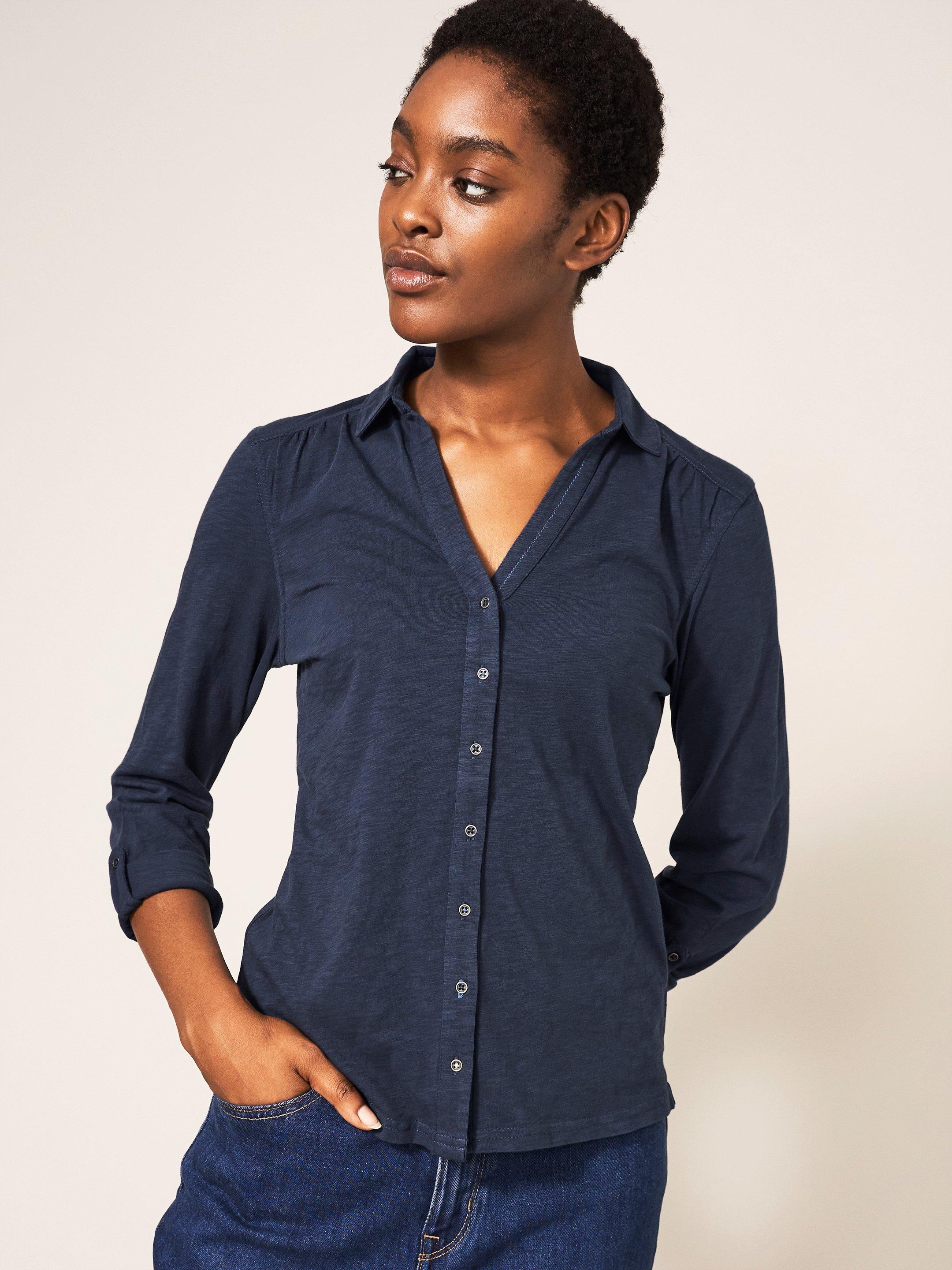 Blue dress shirt clearance womens