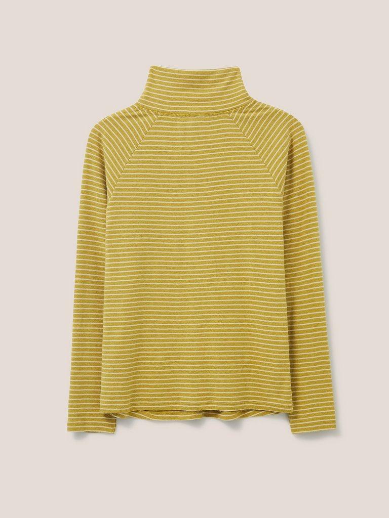 Billy Button Through Roll Neck in YELLOW MLT - FLAT BACK