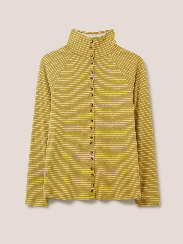 Billy Button Through Roll Neck in YELLOW MLT - FLAT FRONT