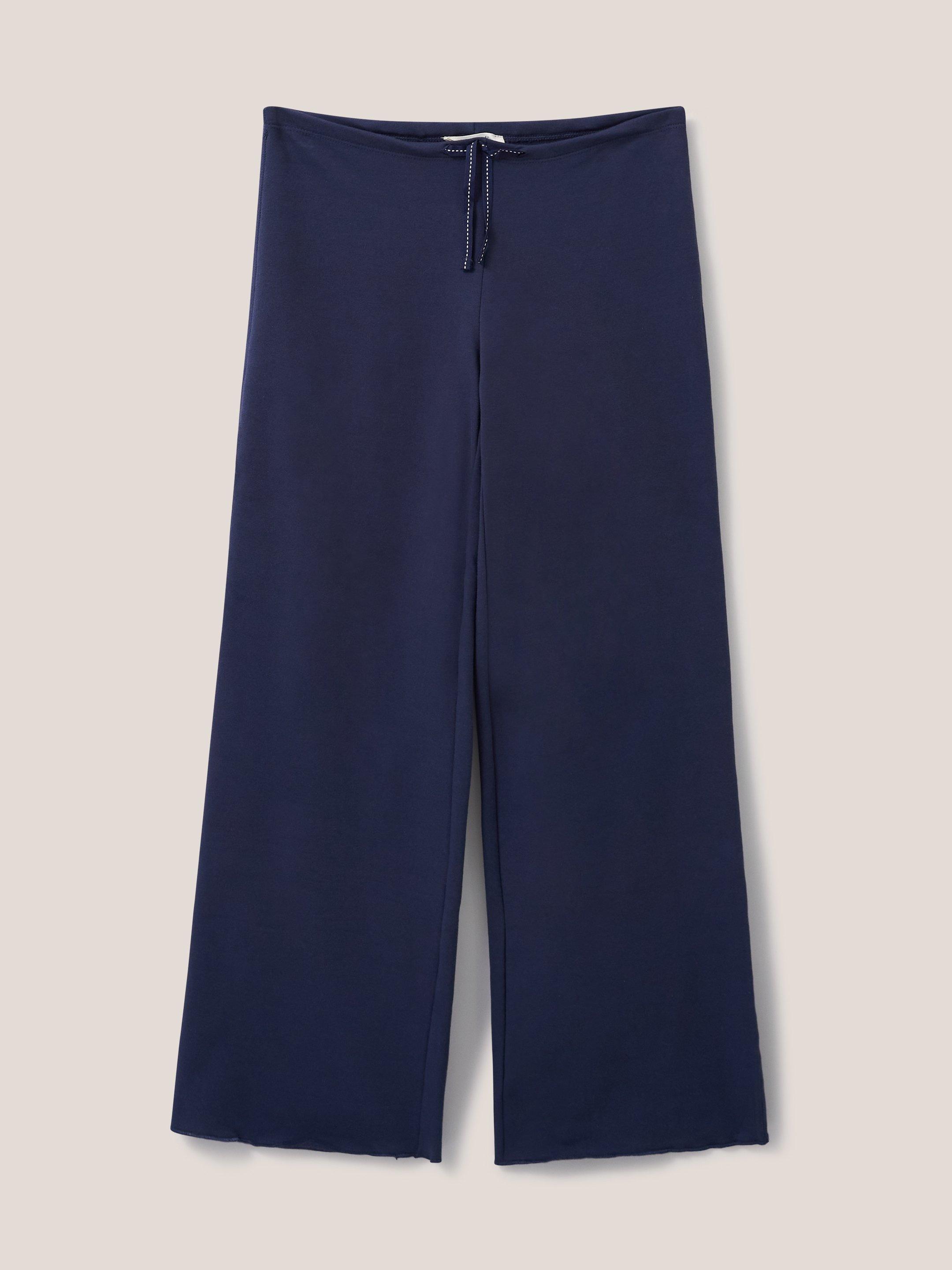 Wide-Leg Organic Linen Pants - Navy Blue - Magnifissance Store