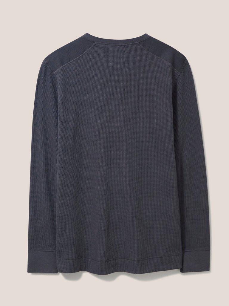 Porter Waffle Henley in DARK GREY - FLAT BACK